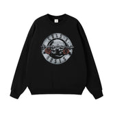 Guns n Roses Rock Band American Street Men's and Women's Black Grey White Cotton Hooded Round Neck Hoodie (1)