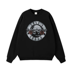 Guns n Roses Rock Band American Street Men's and Women's Black Grey White Cotton Hooded Round Neck Hoodie (1)