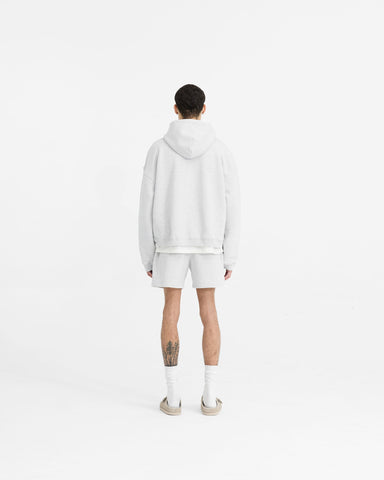 Initial Boxy Zip Through Hoodie - Ice Grey Marl