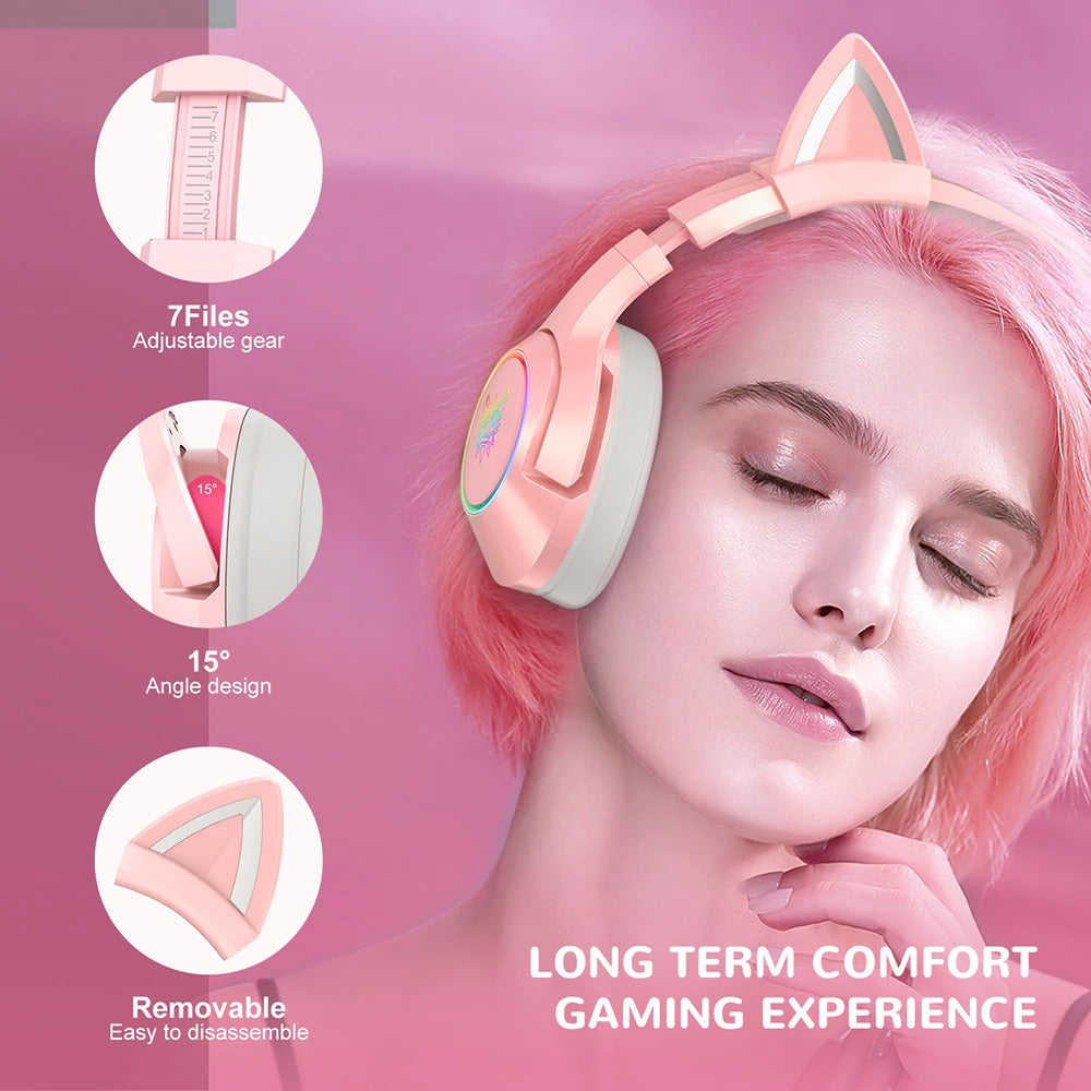 Pink Cat Ears Gaming Headset