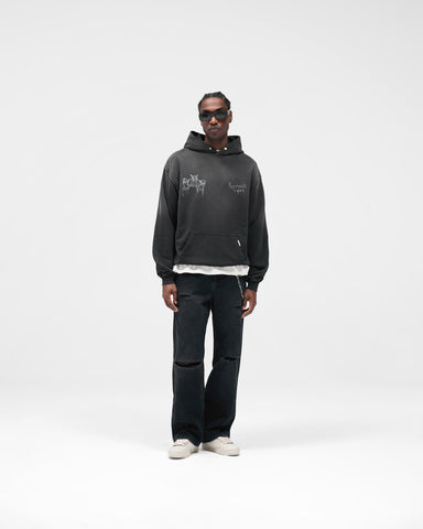 Hand Drawn Thoroughbred Hoodie - Aged Black