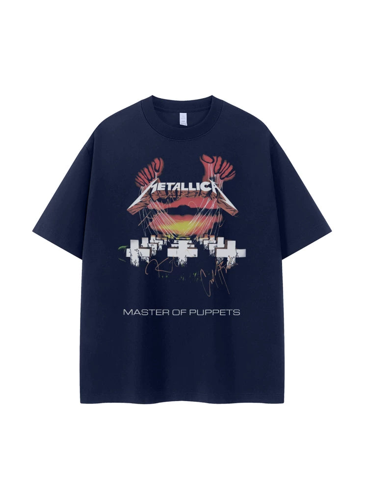 Metallica metal band retro American street niche hip-hop design vtg rock short sleeved T-shirt