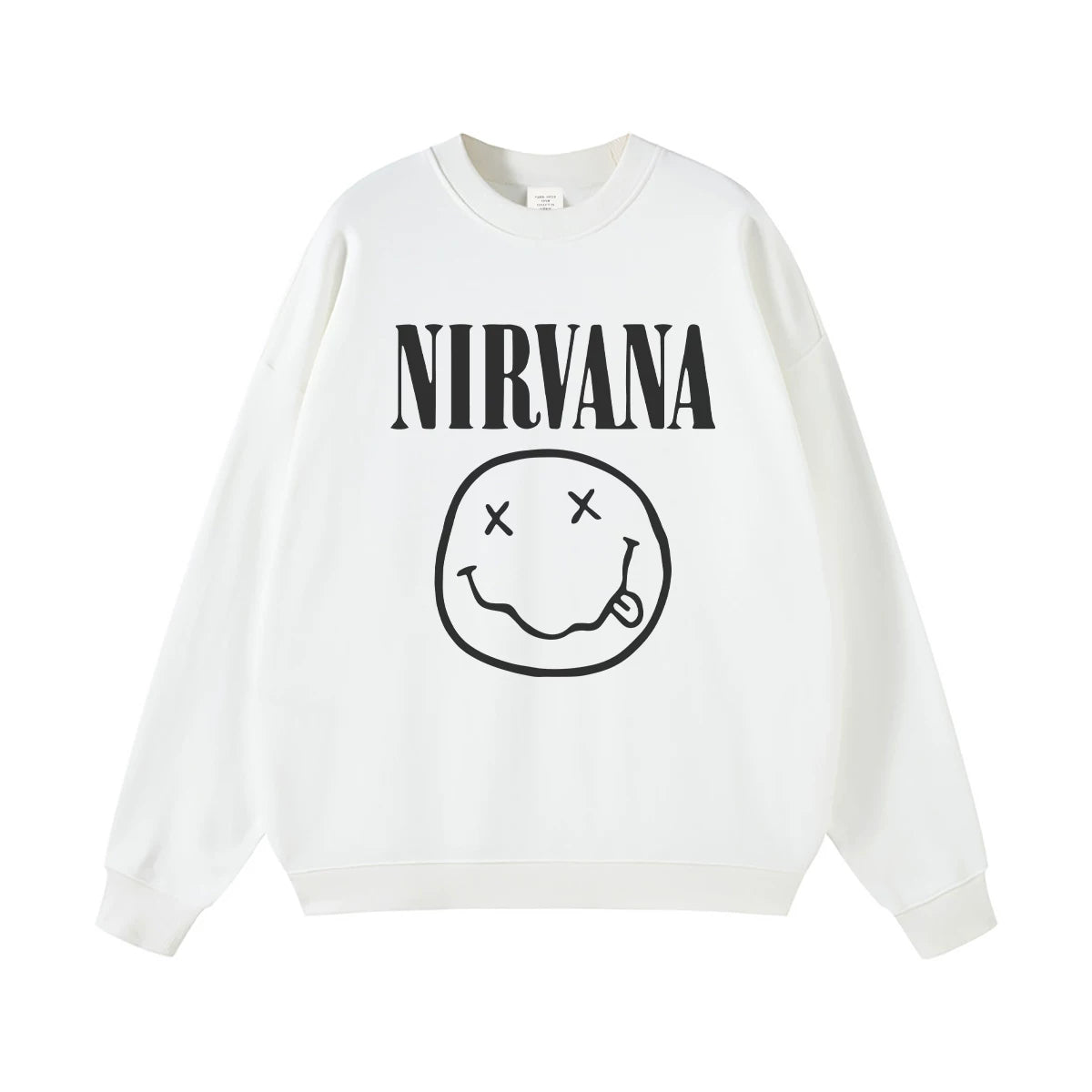 NIRVANA Nirvana Rock Band American Street Gun Flower Nirvana Black Gray White Pure Cotton Hooded Round Neck Sweatshirt (10)
