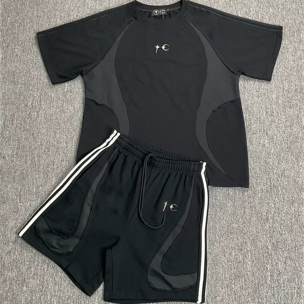 THUG CLUB Sports Function Style Stitching Short Sleeve Set