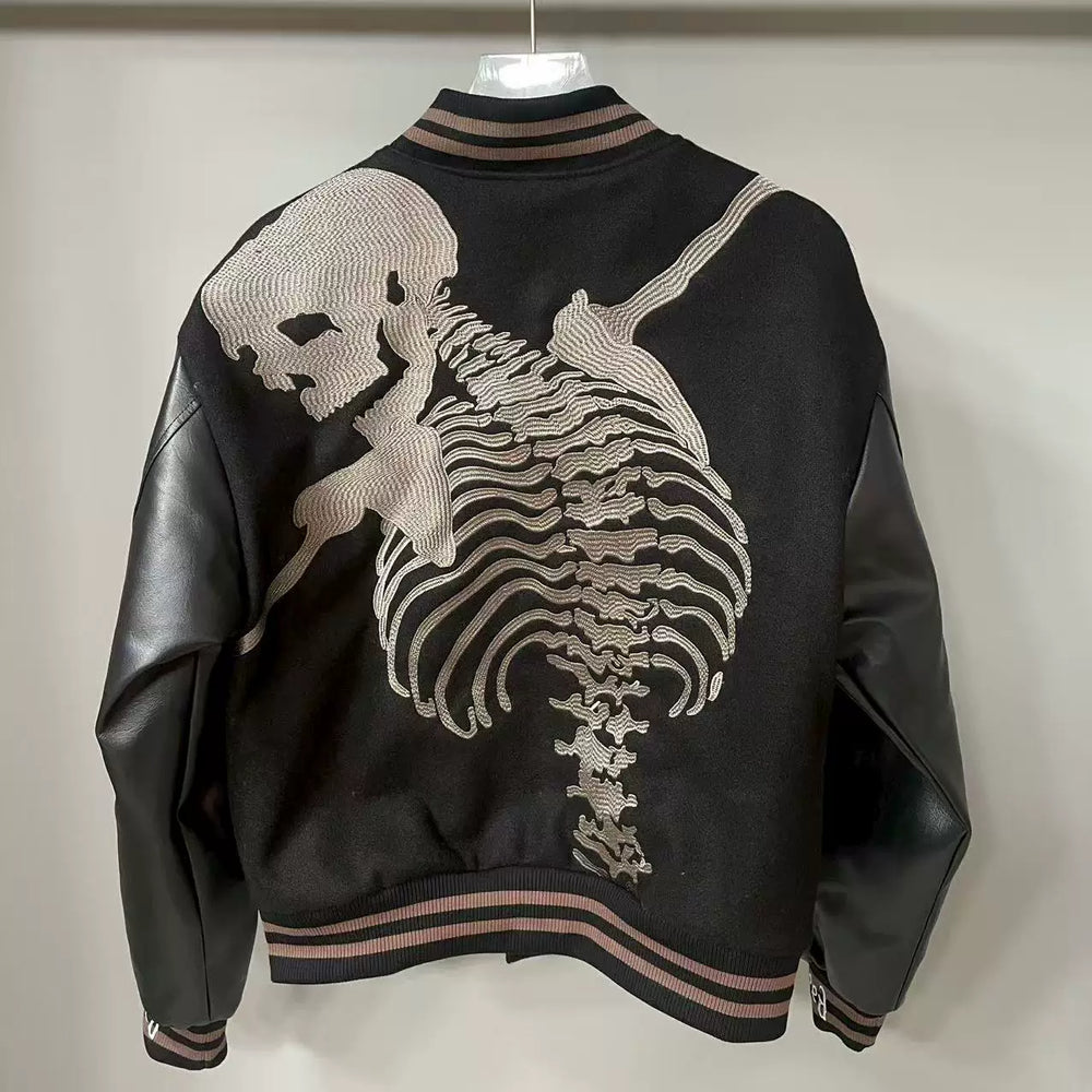 GODSPEED Vintage Stitching Loose Embroidered Skull Jacket