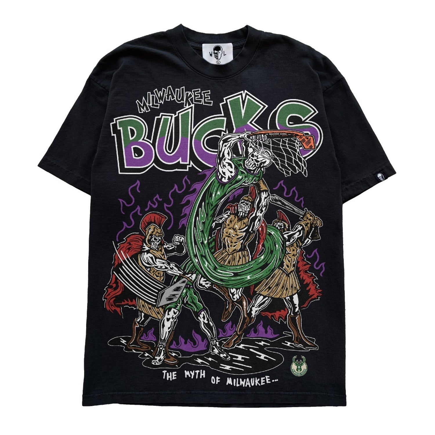 Warren Lotas Milwaukee Bucks Snake Battle T-Shirt - Black
