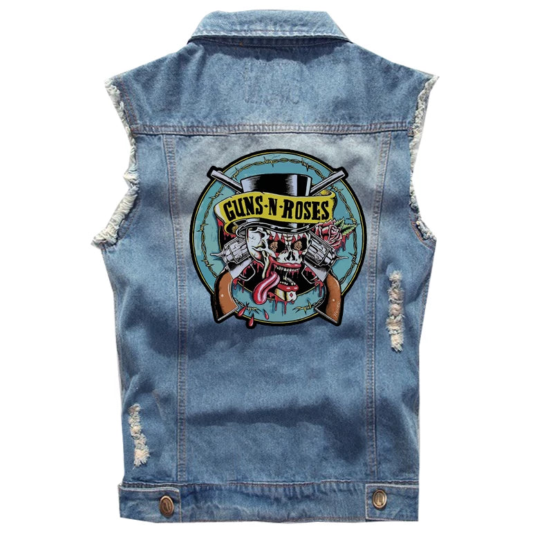 Spring Guns N 'Roses punk dark rocking sleeveless denim vest, vest, vest, denim shirt (3)