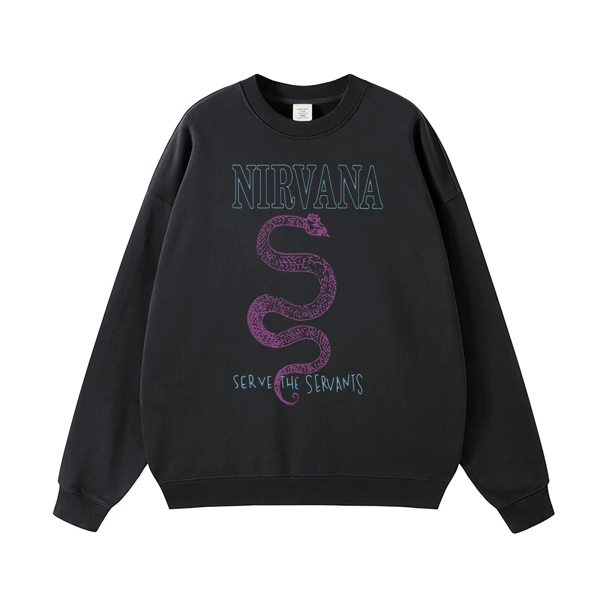 NIRVANA Nirvana Rock Band American Street Gun Flower Nirvana Black Gray White Pure Cotton Hooded Round Neck Sweatshirt (10)