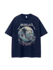 Metallica metal band retro American street hip-hop dark niche design rock short sleeved T-shirt