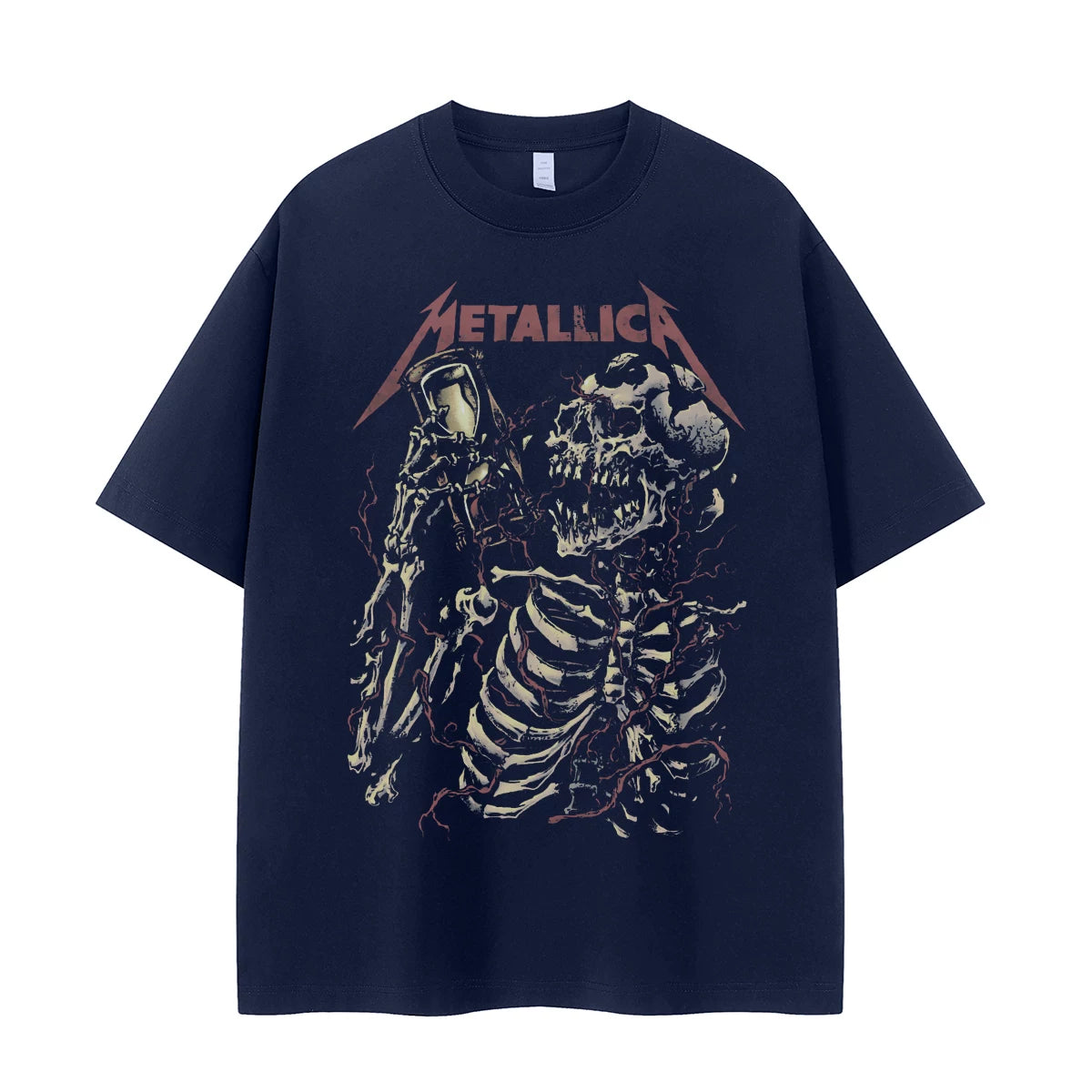 Metallica metal band retro American street vtg loose shoulder pure cotton round neck rock short sleeved T-shirt