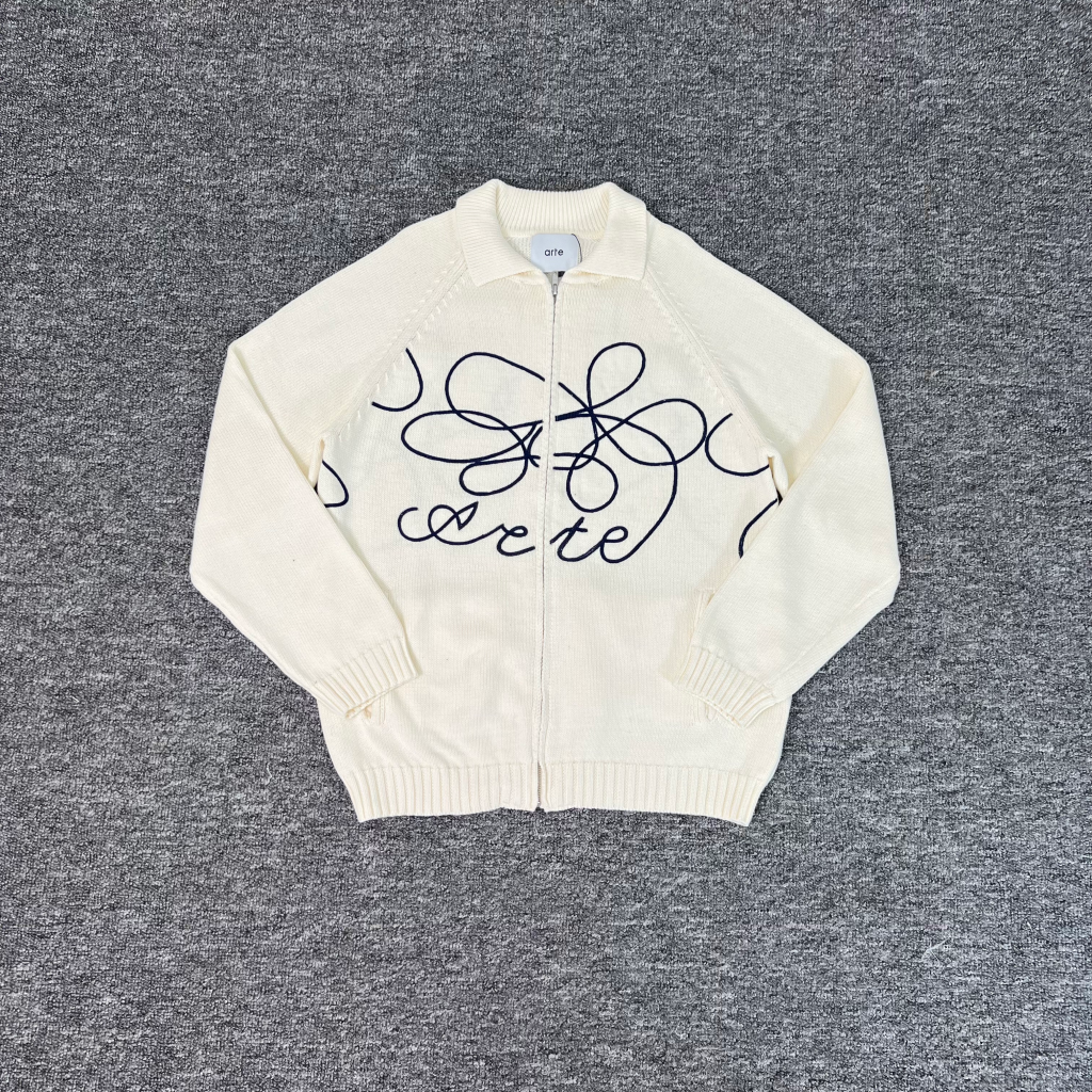 Arte Cardigan Flower round knit embroidered zipper jacket