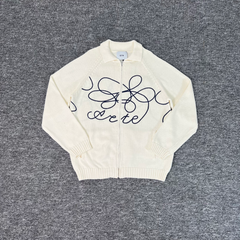 Arte Cardigan Flower round knit embroidered zipper jacket