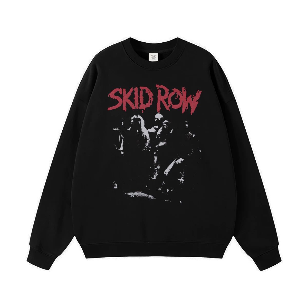 SKID ROW Poor Street Rock Band Gunslinger American Street Men's and Women's Black Grey Cotton Hooded Round Neck Hoodie
