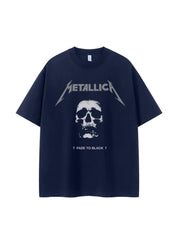 Metallica metal band retro American street dark skeleton niche design rock short sleeved T-shirt
