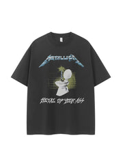Metallica metal band retro American street hip-hop niche vtg off shoulder loose rock short sleeved T-shirt