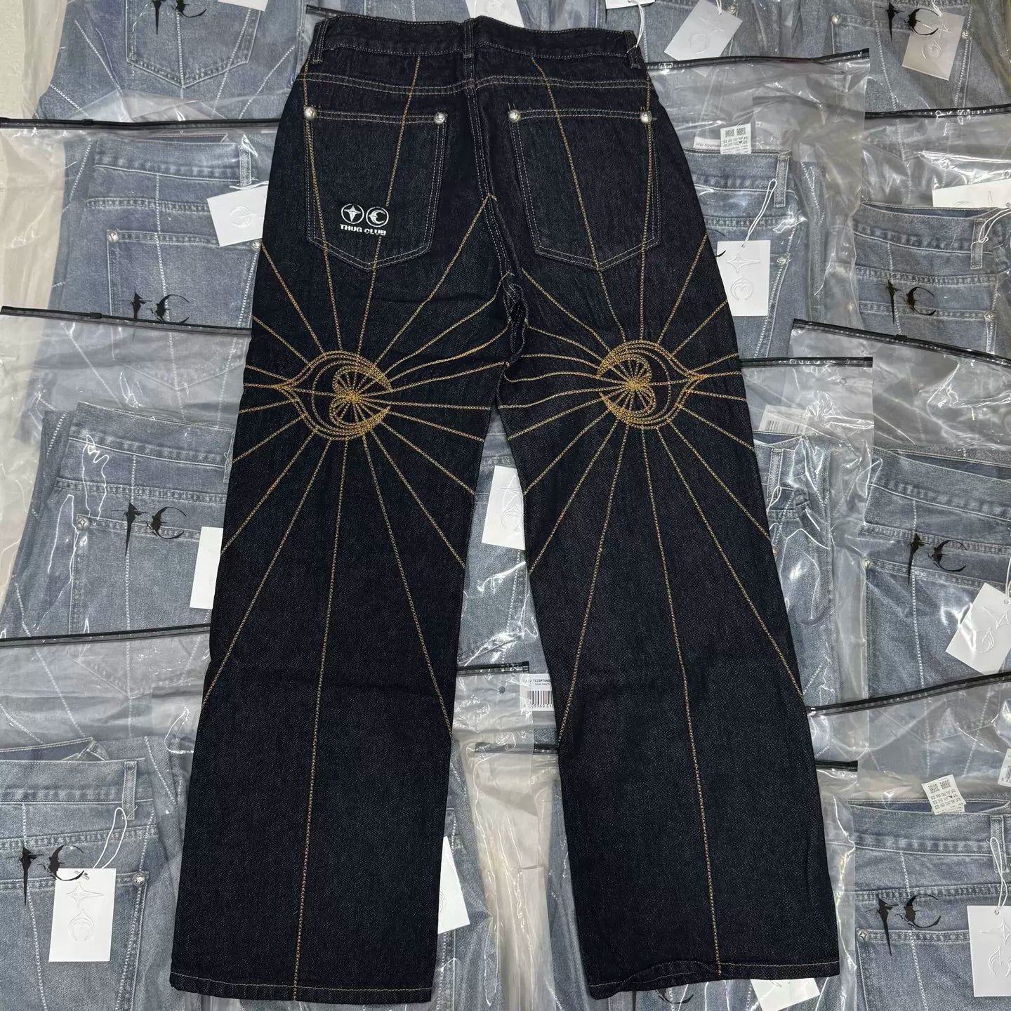 Thug Club embroidered spider-web jeans
