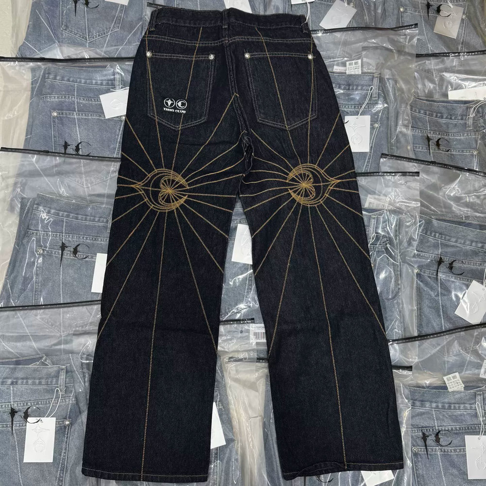 Thug Club embroidered spider-web jeans