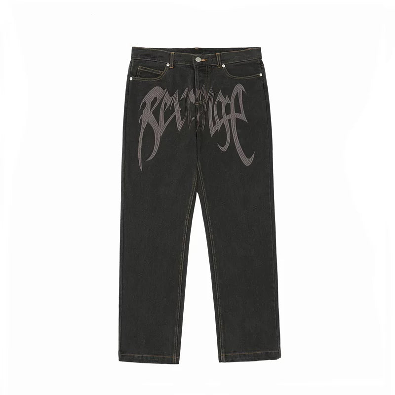 revenge Embroidered logo Straight-Leg Jeans