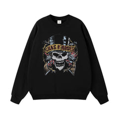 Guns n Roses Rock Band American Street Men's and Women's Black Grey White Cotton Hooded Round Neck Hoodie (2)