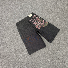 Derschutze Blossom V2 Jorts - Flower Embroidered Denim Pants
