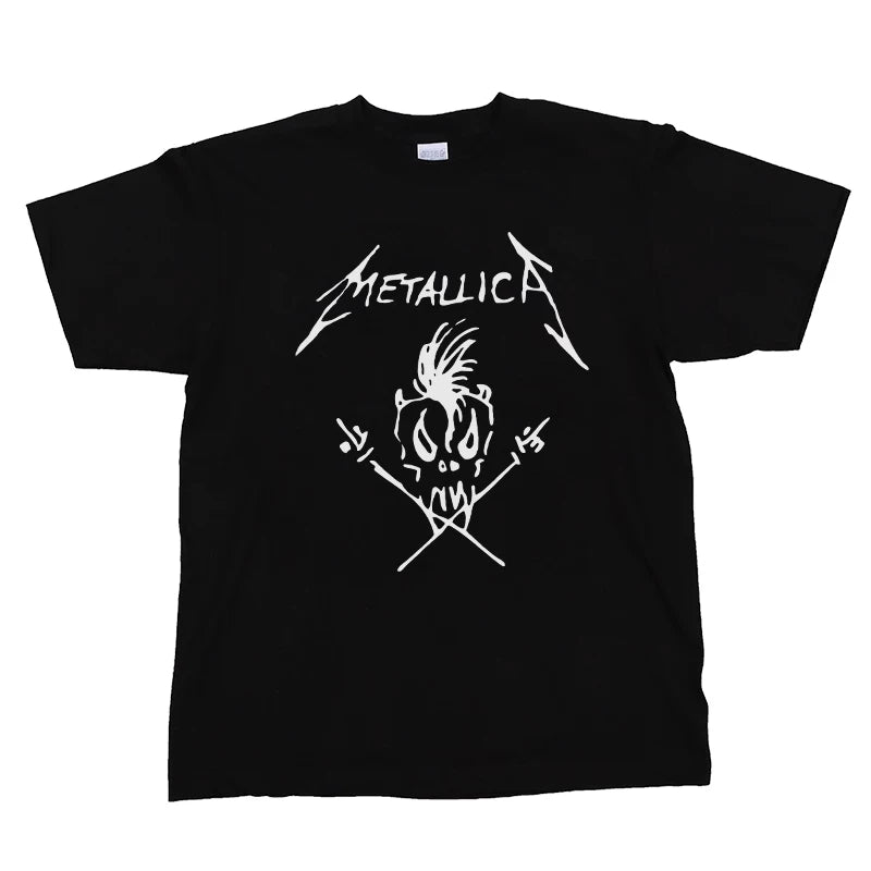 Metallica Metal Band Rock Nirvana Gunslinger Pink Floyd Nirvana ACDC Skull Short sleeved T-shirt