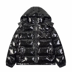 Trapstar detachable hat bright PU leather cotton-padded jacket