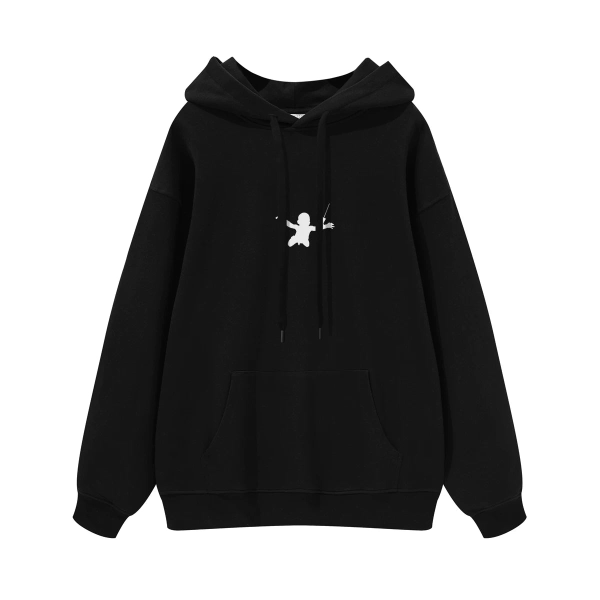 NIRVANA Nirvana Rock Band American Street Gun Flower Nirvana Black Gray White Pure Cotton Hooded Round Neck Sweatshirt (4)