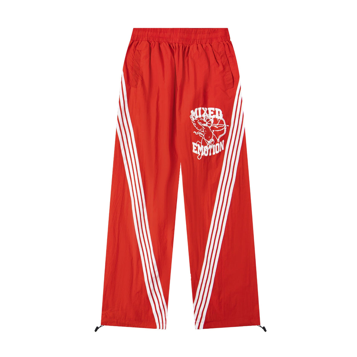 MIXED EMOTION Vintage Triple-Stripe Graphic Track Pants (Red)