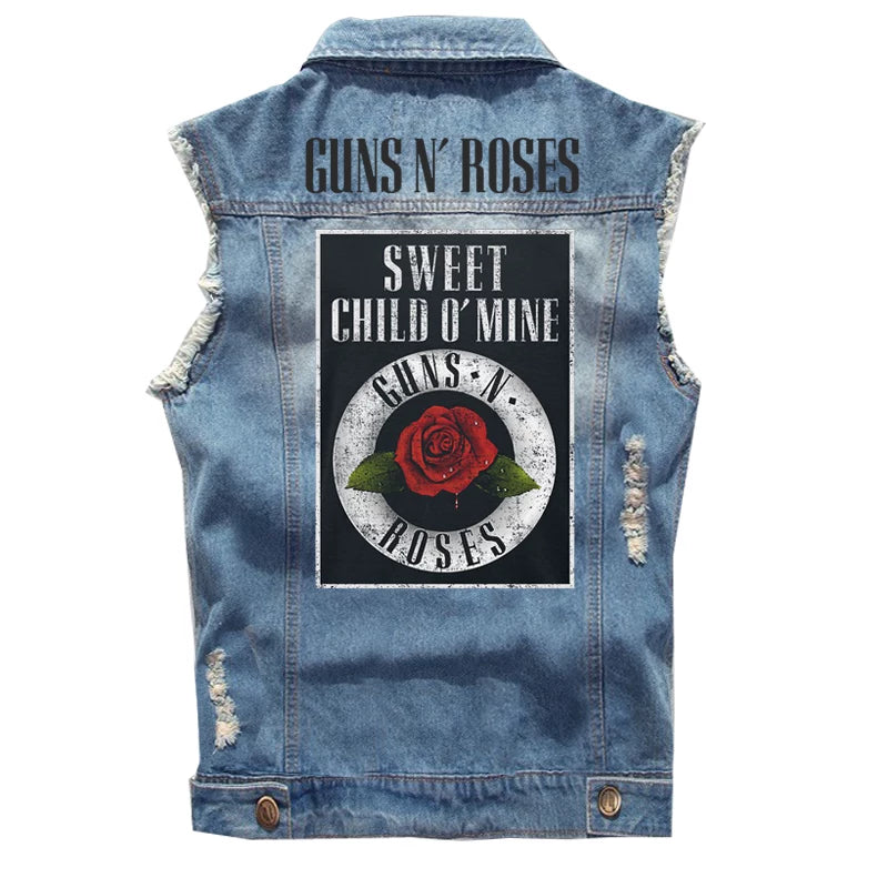 Spring Guns N 'Roses punk dark rocking sleeveless denim vest, vest, vest, denim shirt (2)