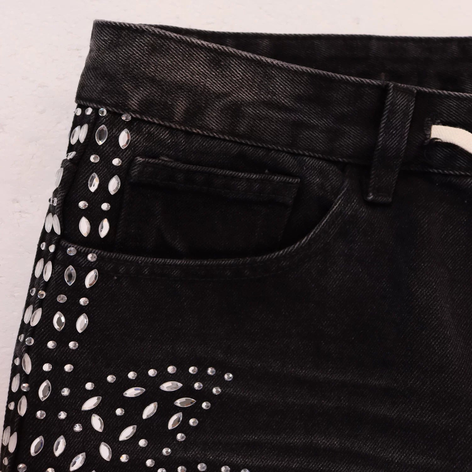 Vale Forever Skittle Beaded Washed Buffalo Denim Shorts
