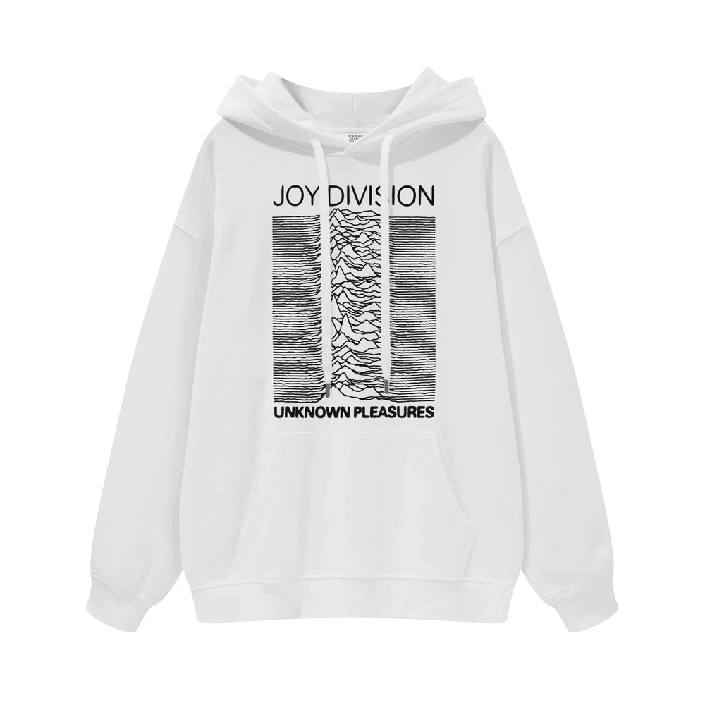 Joy Division Rock Band Happy Split American Street Men's and Women's Black Grey Pure Cotton Hooded Round Neck Hoodie (1)