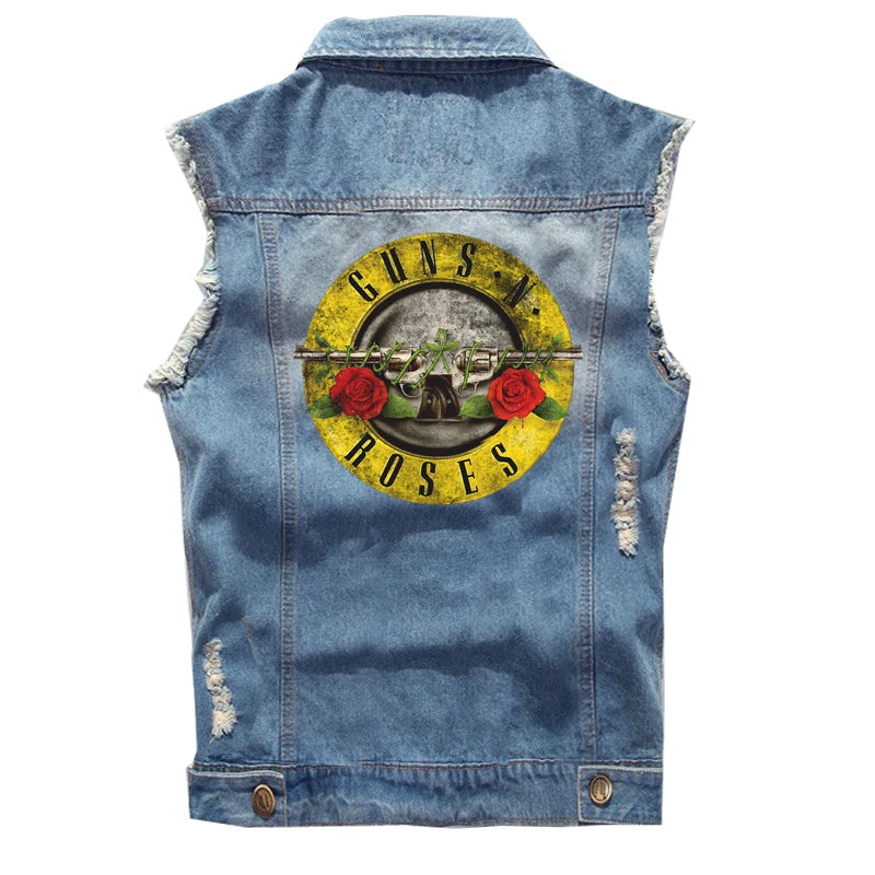 Spring Guns N 'Roses punk dark rocking sleeveless denim vest, vest, vest, denim shirt (2)