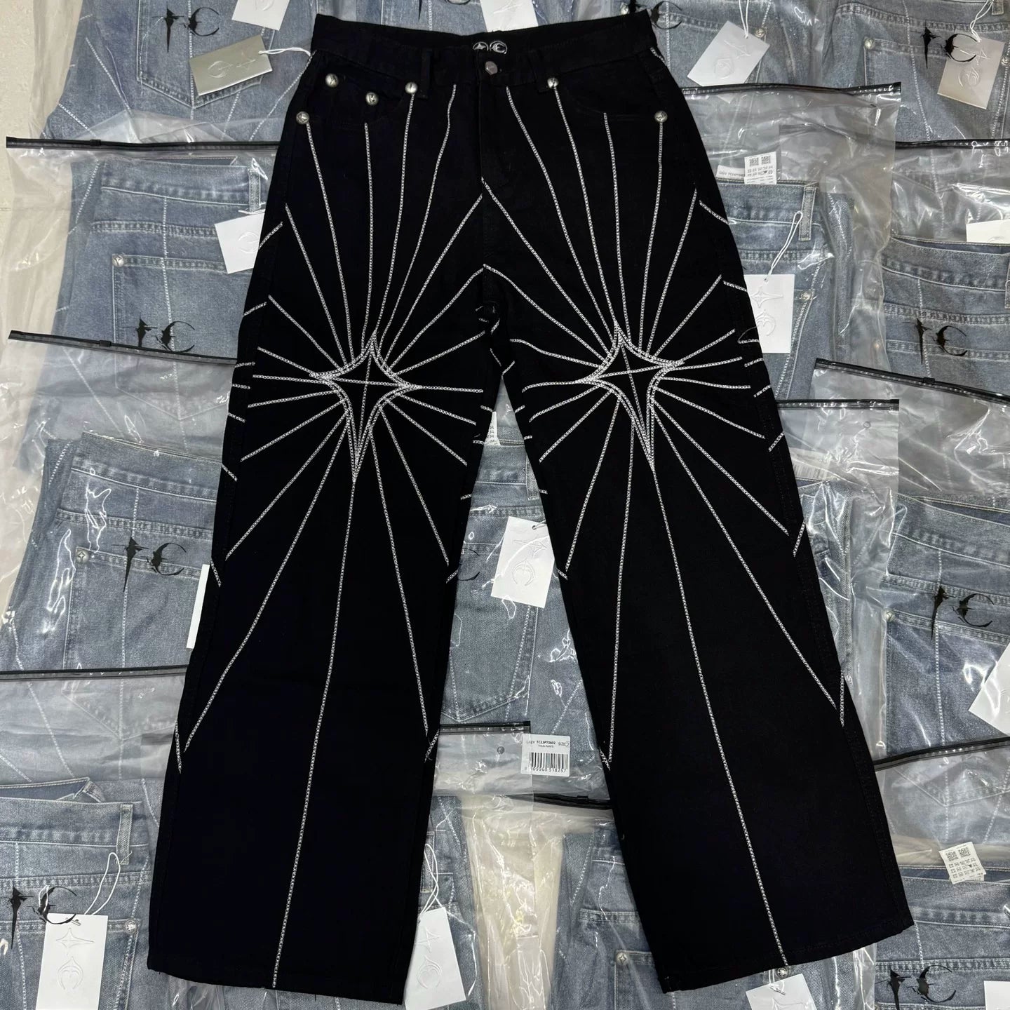 Thug Club embroidered spider-web jeans