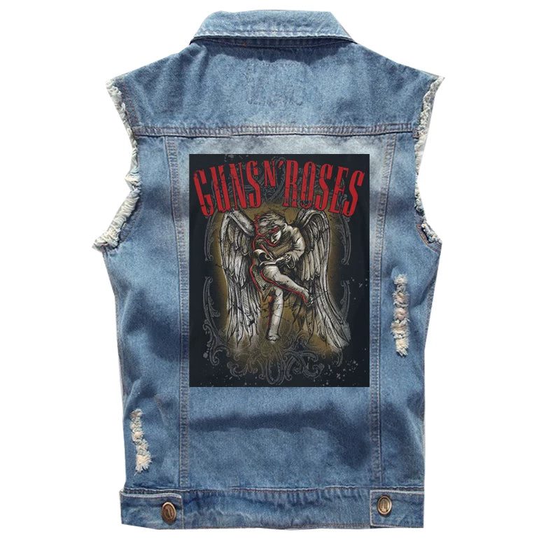 Spring Guns N 'Roses punk dark rocking sleeveless denim vest, vest, vest, denim shirt (3)