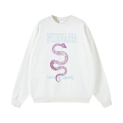 NIRVANA Nirvana Rock Band American Street Gun Flower Nirvana Black Gray White Pure Cotton Hooded Round Neck Sweatshirt (9)