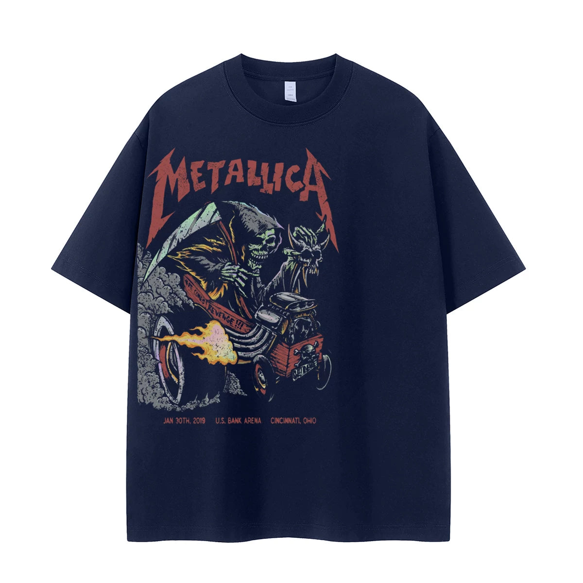 Metallica metal band retro American street niche design vtg shoulder rock short sleeved T-shirt