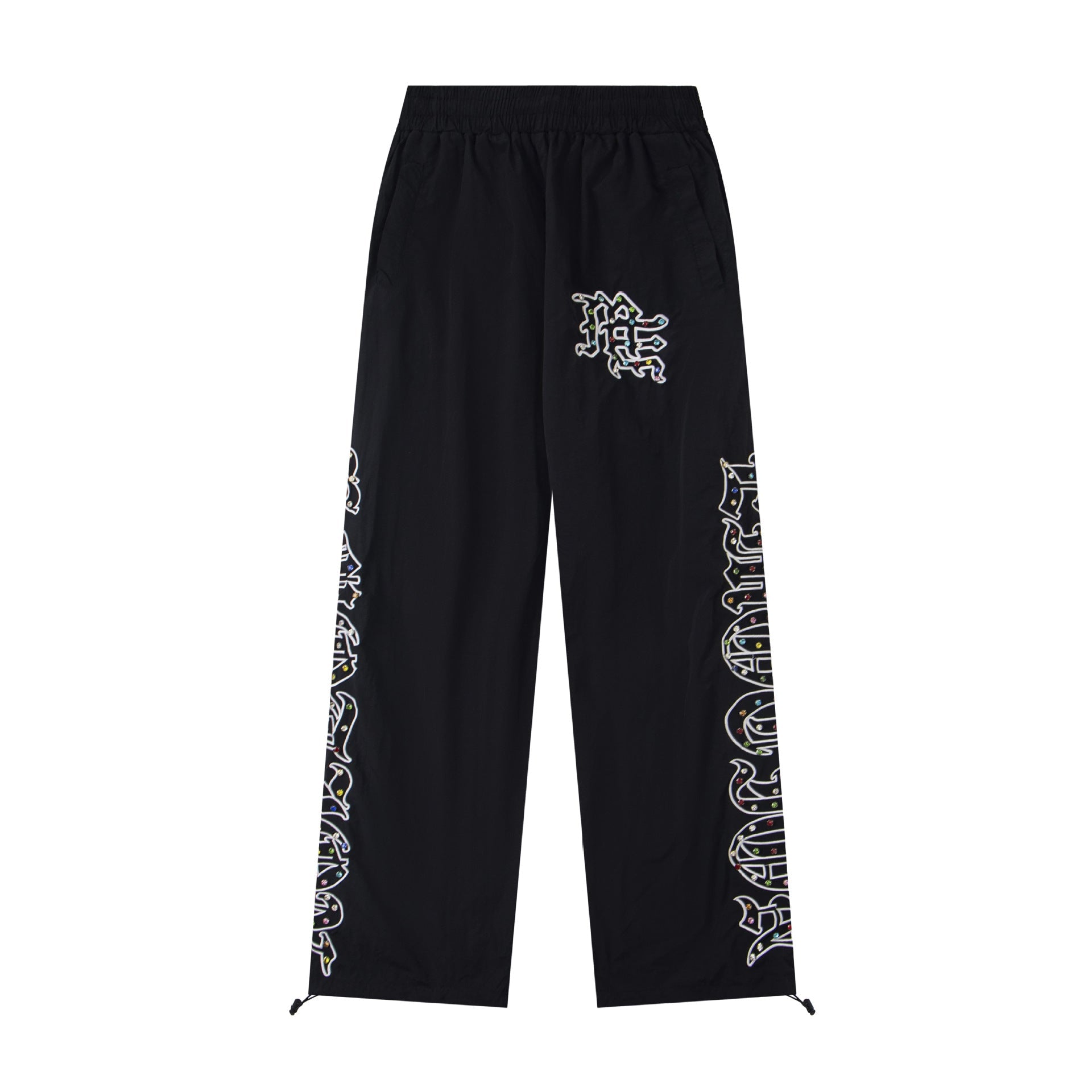 MIXED EMOTION Vintage Side-Print Graphic Sweatpants (Black)
