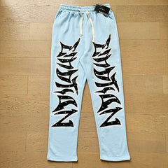 MIXED EMOTION Vintage Graphic Sweatpants (Light Blue)