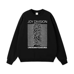 Joy Division Rock Band Happy Split American Street Men's and Women's Black Grey Pure Cotton Hooded Round Neck Hoodie (1)