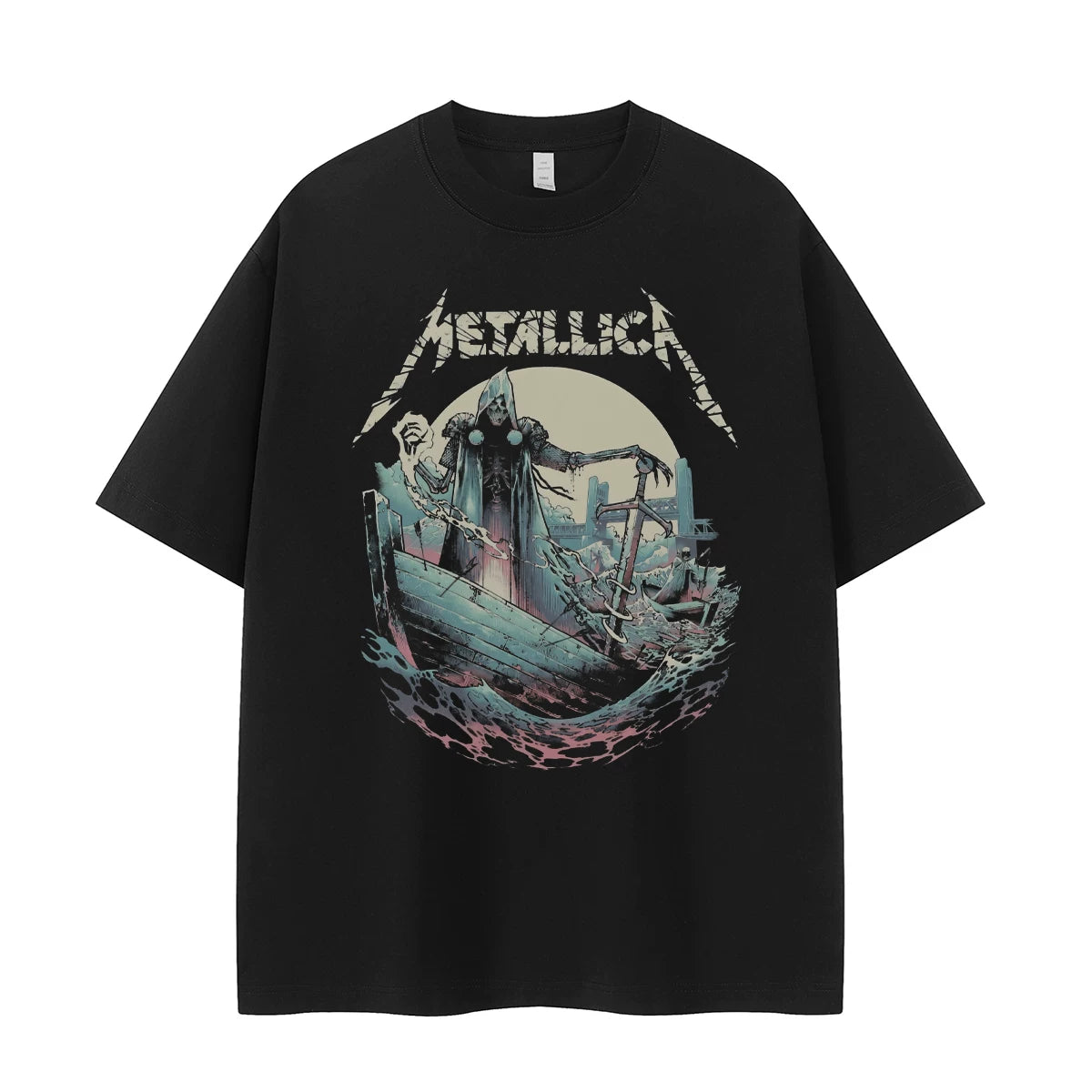 Metallica metal band retro American street hip-hop dark niche design rock short sleeved T-shirt