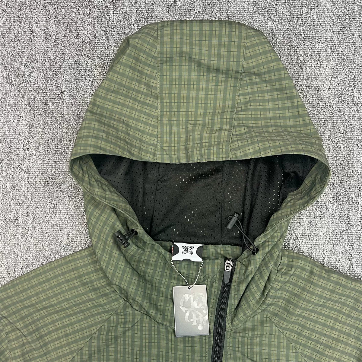 Mertra CHECK Zip-Mouth Loose Contrast Patchwork Jacket