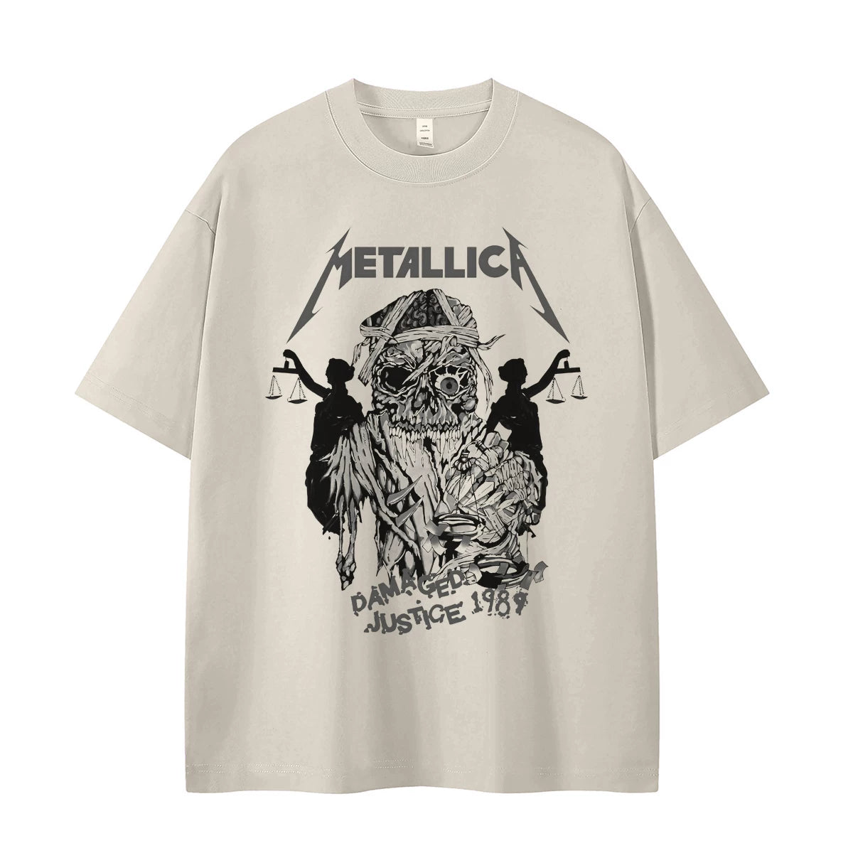 Metallica金属乐队复古美式街头小众设计感vtg落肩摇滚短袖T恤衫