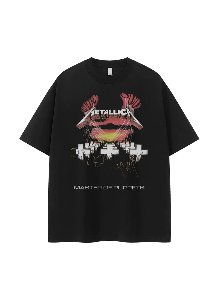 Metallica metal band retro American street niche hip-hop design vtg rock short sleeved T-shirt