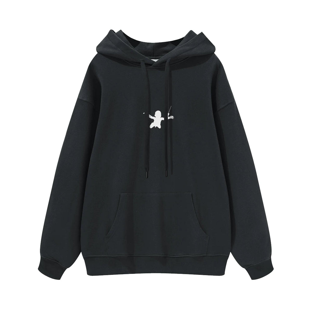NIRVANA Nirvana Rock Band American Street Gun Flower Nirvana Black Gray White Pure Cotton Hooded Round Neck Sweatshirt (4)