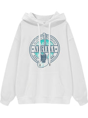 NIRVANA Nirvana Rock Band American Street Gun Flower Nirvana Black Gray White Pure Cotton Hooded Round Neck Sweatshirt (10)