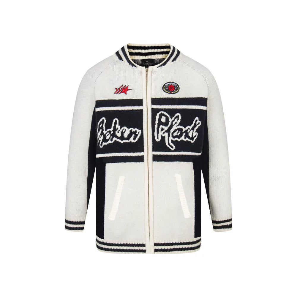 Broken planet zip knit sweater jacket