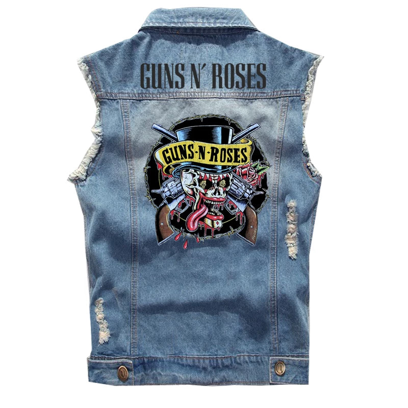 Spring Guns N 'Roses punk dark rocking sleeveless denim vest, vest, vest, denim shirt (3)