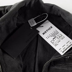 ERD Detroit lapel canvas distressed denim coat