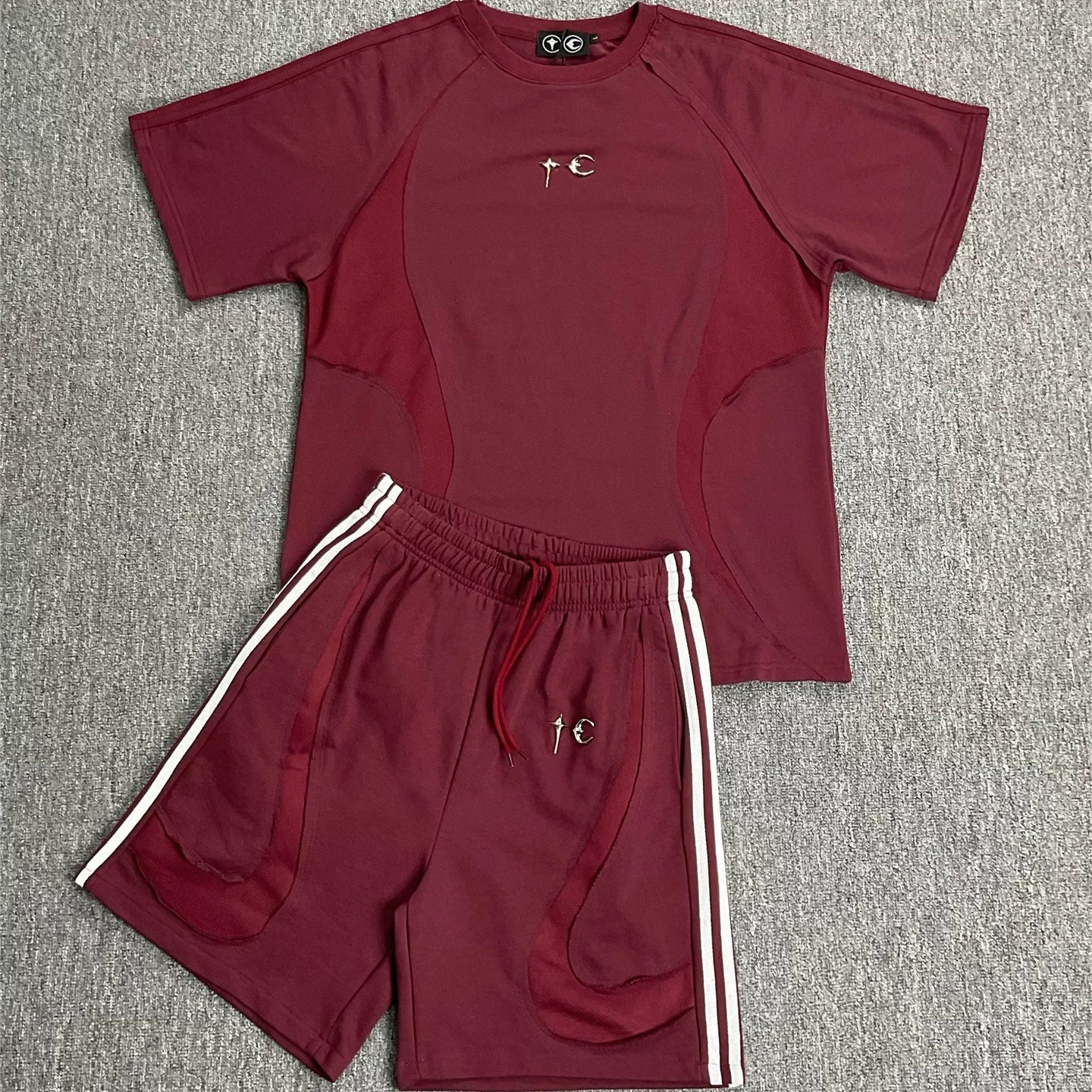 THUG CLUB Sports Function Style Stitching Short Sleeve Set
