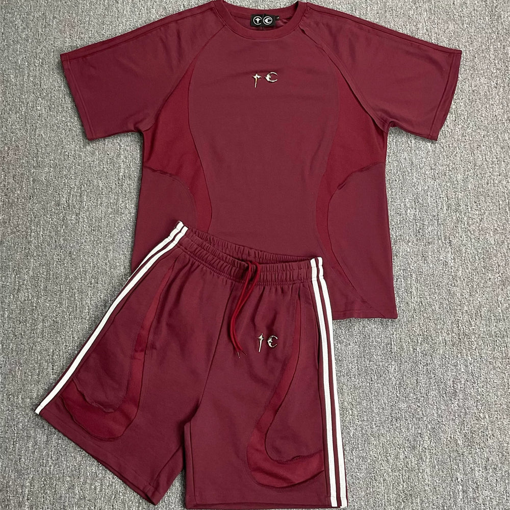 THUG CLUB Sports Function Style Stitching Short Sleeve Set